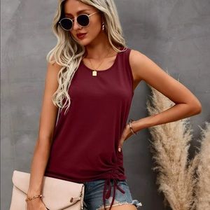 Ruched Tie Front Tank Top